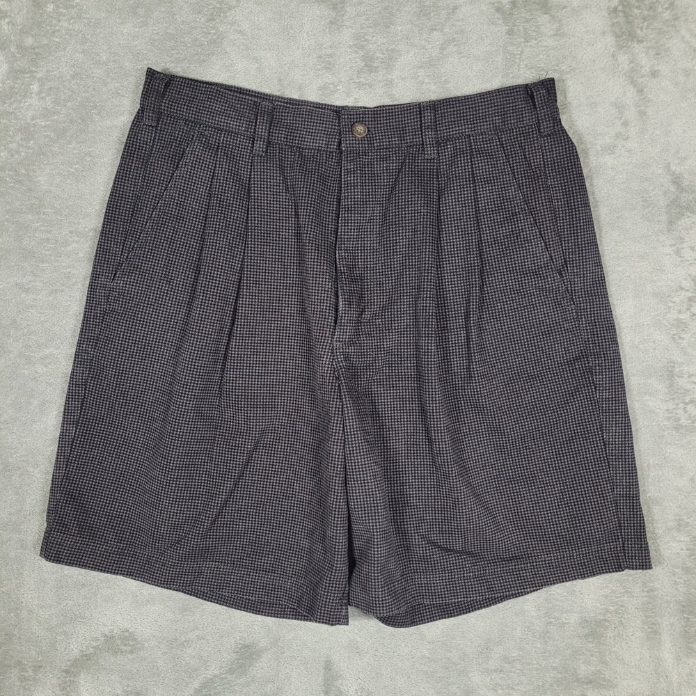 Woolrich Shorts Mens 30 Black Brown Houndstooth Pleated Flannel 3586 Outdoor